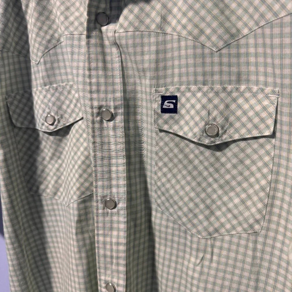 SALTY Shirt Western Short‎  Sleeve Pockets Pearl Snaps size large - Picture 2 of 6